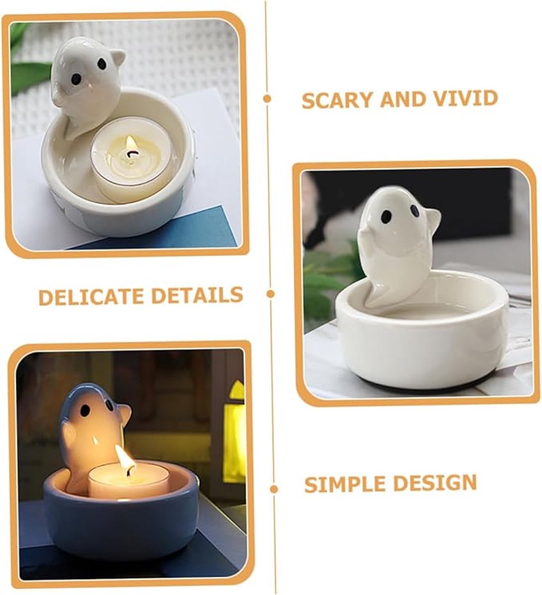 Candle Holder - 1-Piece - Ceramic Ghost Candle Holder - Cute Ghost Ornament - Birthday Gift - Desk Decoration - Image 2