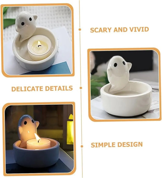 Candle Holder - 1-Piece - Ceramic Ghost Candle Holder - Cute Ghost Ornament - Birthday Gift - Desk Decoration - Image 2