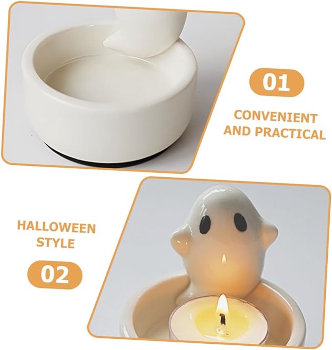 Candle Holder - 1-Piece - Ceramic Ghost Candle Holder - Cute Ghost Ornament - Birthday Gift - Desk Decoration - Image 3