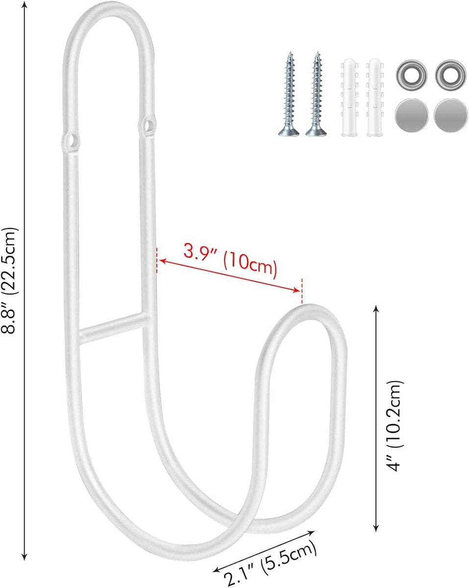 Garden Hose Hanging System - Wall Mount for Neat Storage - Stainless Steel Frame - White - Image 6