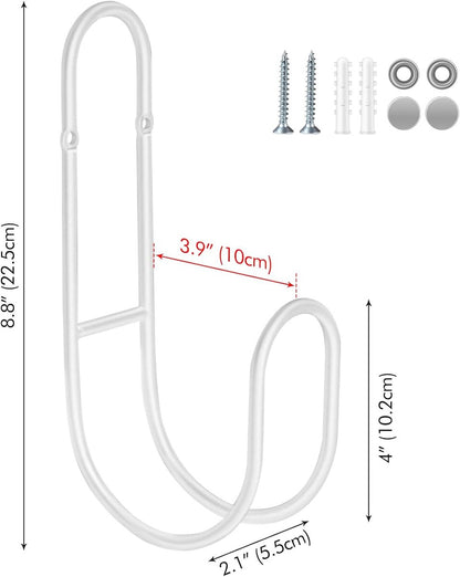 Garden Hose Hanging System - Wall Mount for Neat Storage - Stainless Steel Frame - White - Image 6