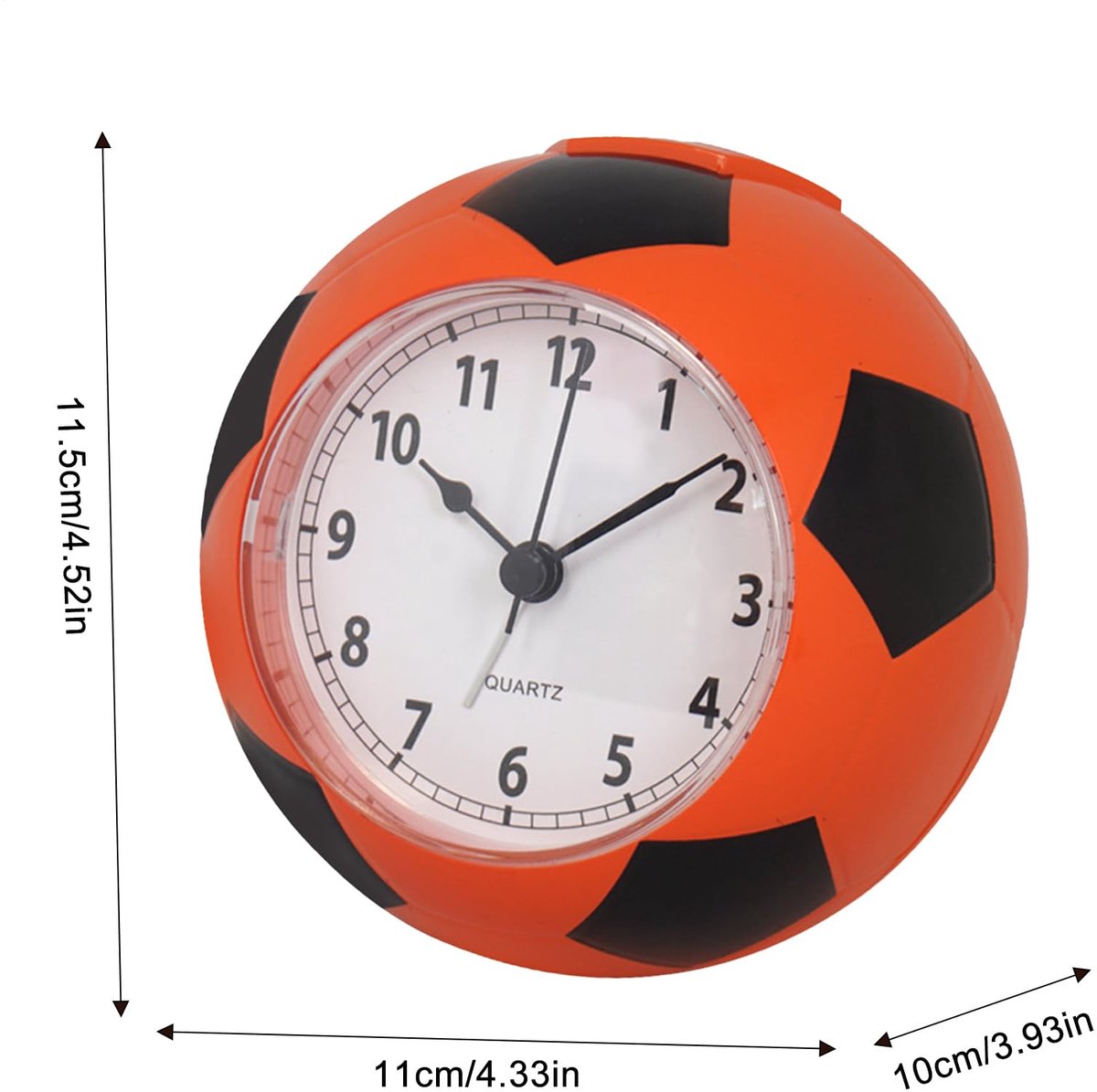 Football Alarm Clock - Silent Non-Ticking Desk Clock | Kids Bedside Clock | Cute football design, easy-to-read analog display, perfect for kids' bedrooms, great birthday gift for boys and girls - Orange - Image 5