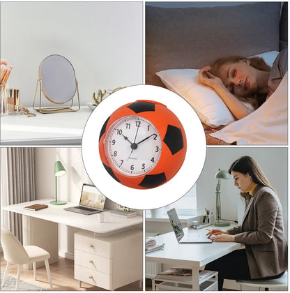 Football Alarm Clock - Silent Non-Ticking Desk Clock | Kids Bedside Clock | Cute football design, easy-to-read analog display, perfect for kids' bedrooms, great birthday gift for boys and girls - Orange - Image 6