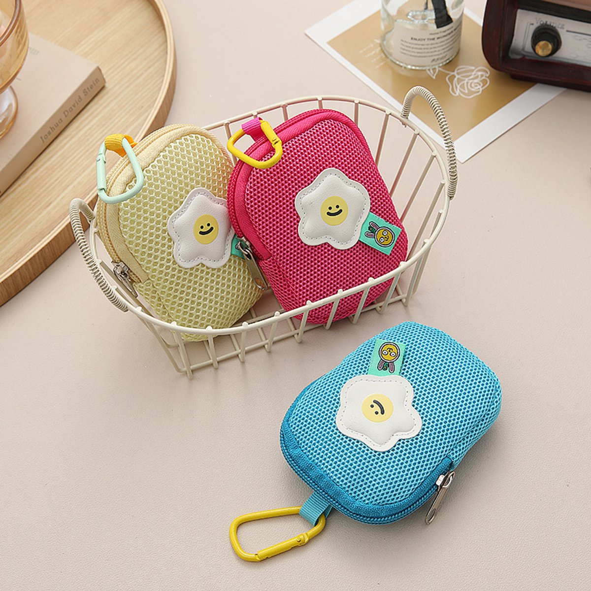 Storage Bag - Cute Mesh - Flowers - Keychain Wallet - Headphone Bag - Pendant Storage Bag - Multifunctional - Yellow - Image 2