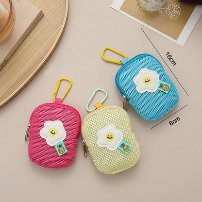 Storage Bag - Cute Mesh - Flowers - Keychain Wallet - Headphone Bag - Pendant Storage Bag - Multifunctional - Yellow - Image 4