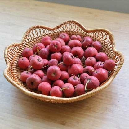1pc Rattan Fruit Basket, Hand Woven Bread Basket, Tabletop Round Wicker Food Serving Storage Bowl, Natural Woven Decorative Baskets for Home Kitchen Counter Organizing - Image 4