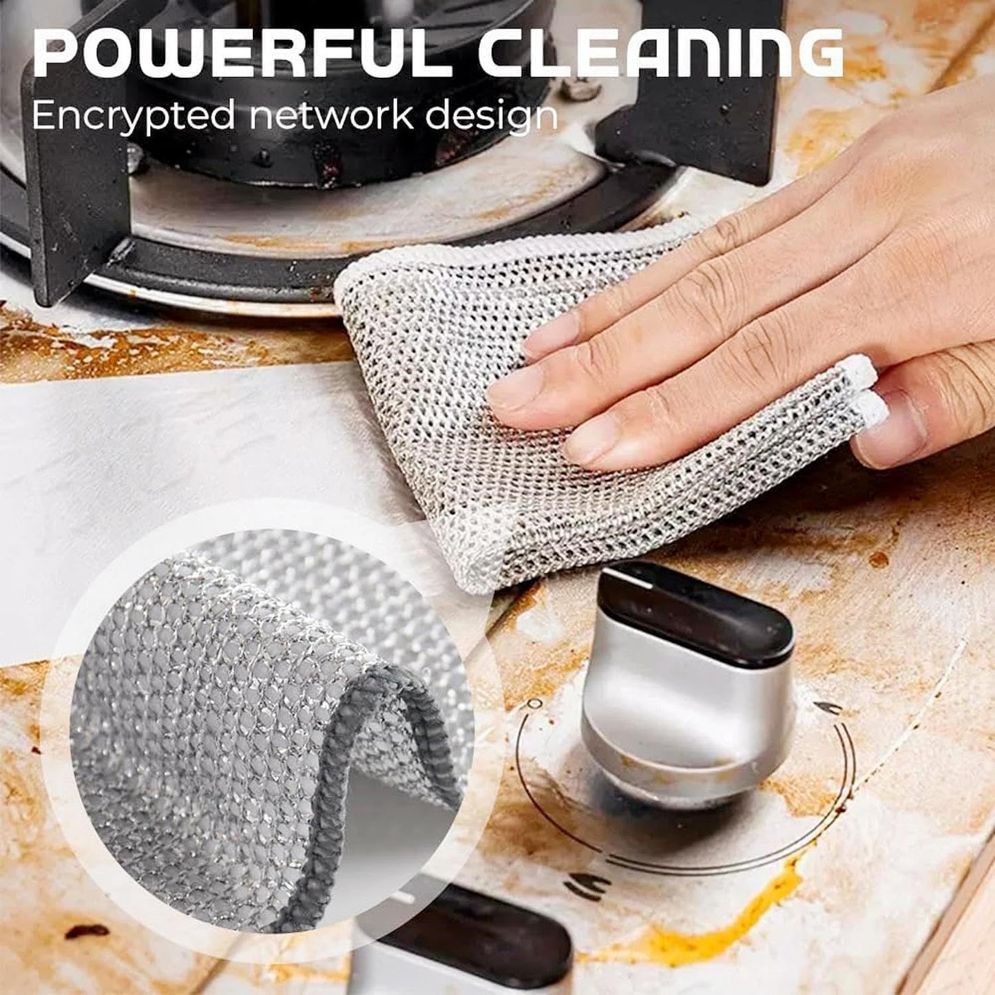 10pcs Kitchen DishCloths, 7.87"×7.87" Wire Dishwashing Rag for Wet and Dry, Multipurpose Cleaning Cloth, Reusable and Washable Clean Tools for Cookware, Sinks, Stove Tops, Dishes - Image 2