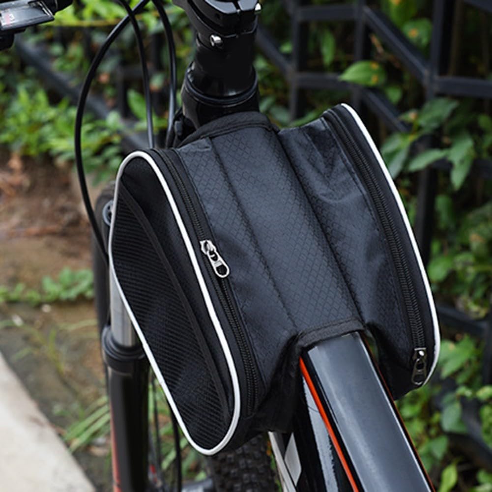1pc Bike Handlebar Bag, Waterproof Bicycle Frame Handlebar Bag, Cycling Front Top Tube Pouch Pannier, Riding Equipment - Image 3