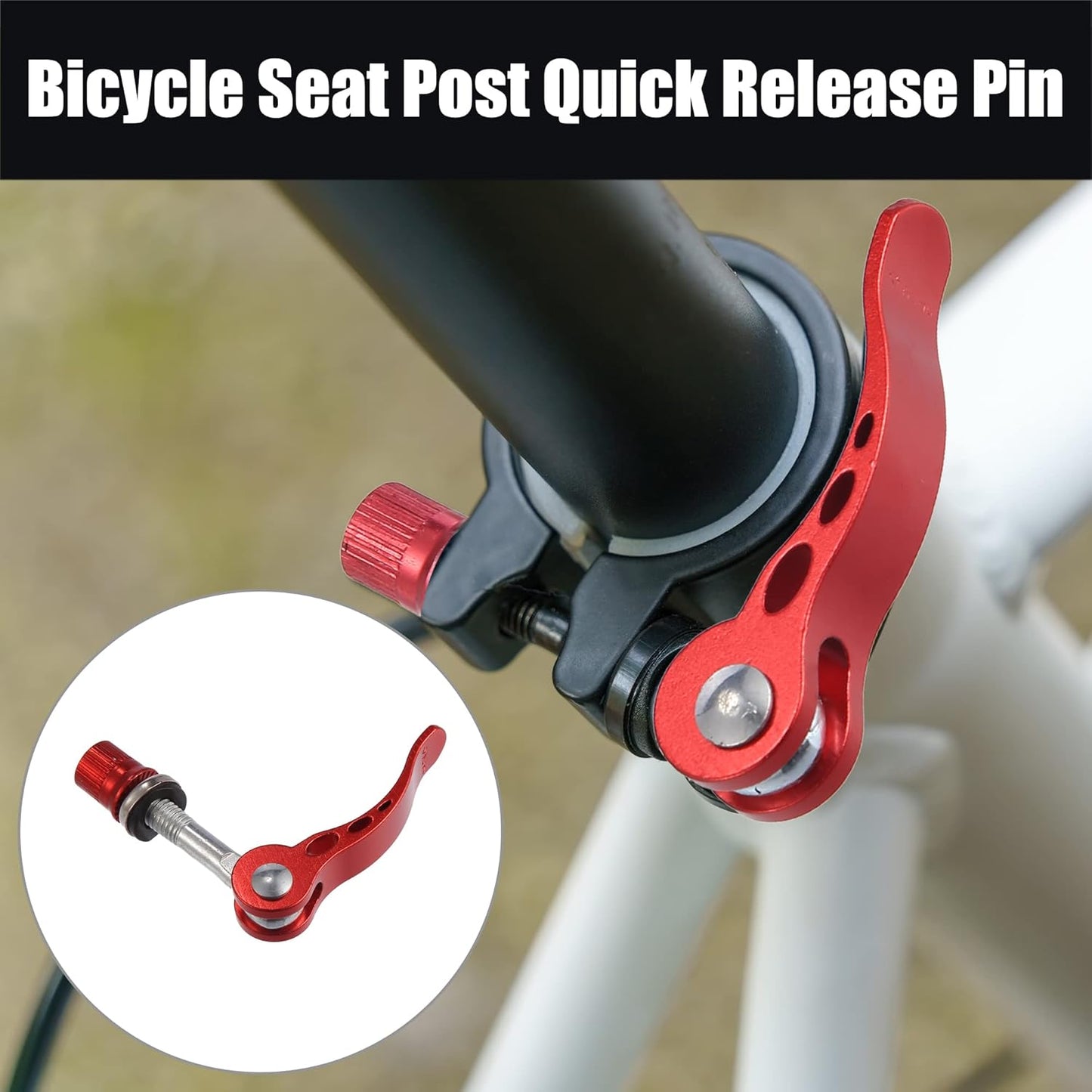 2pcs M6*65mm Aluminium Alloy Bicycle Seat Post Quick Release Pin Seatpost Skewer Bolt Red - Image 2