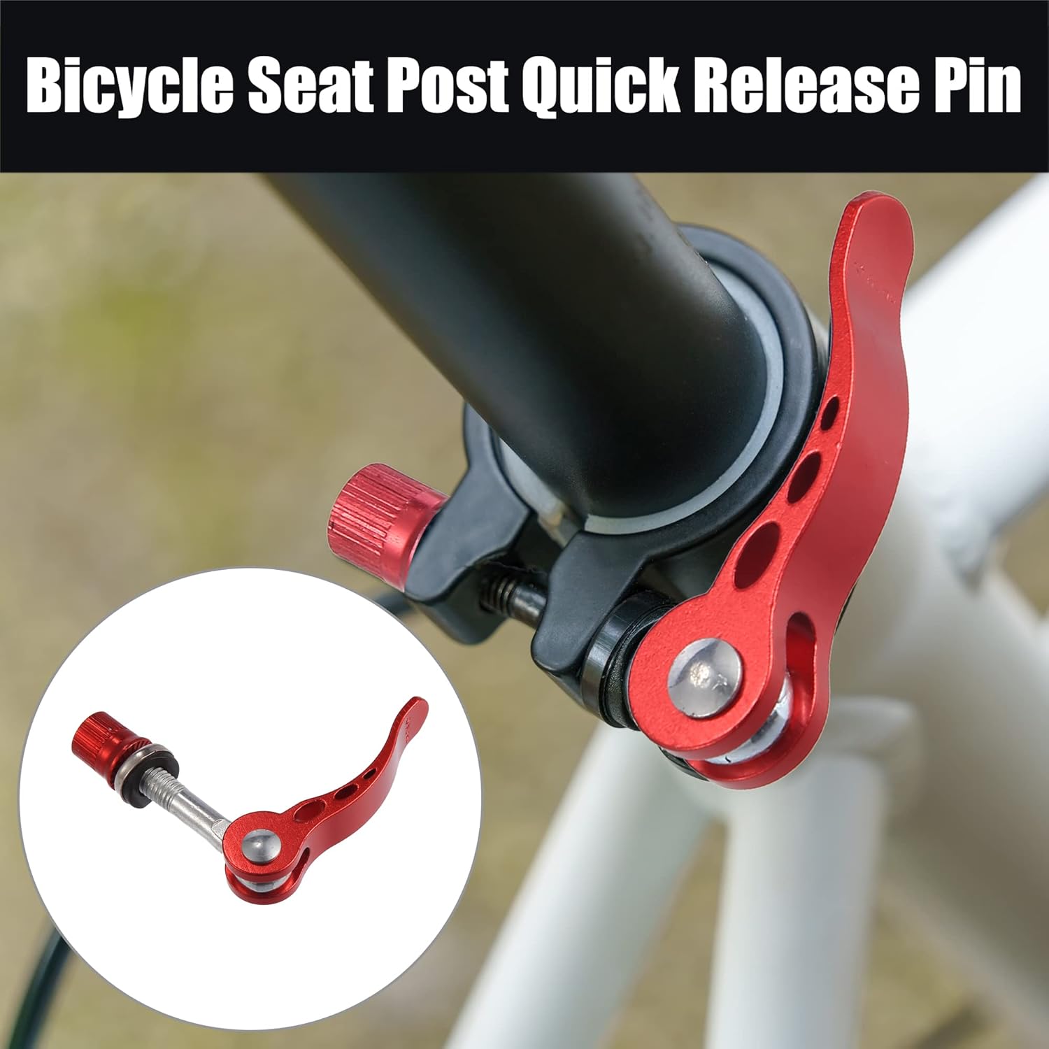 2pcs M6*65mm Aluminium Alloy Bicycle Seat Post Quick Release Pin Seatpost Skewer Bolt Red - Image 2