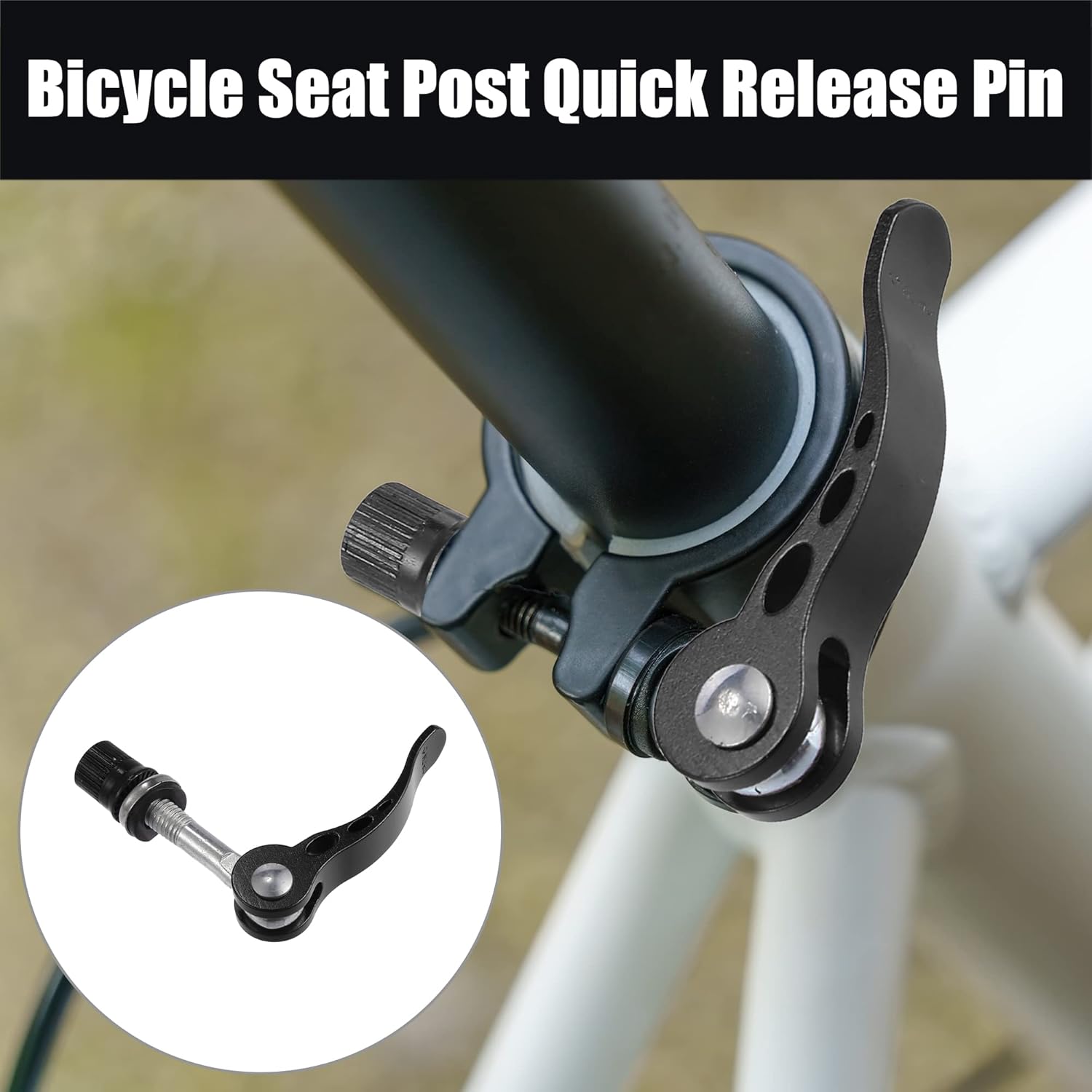 2pcs M6*65mm Aluminium Alloy Bicycle Seat Post Quick Release Pin Seatpost Skewer Bolt Black - Image 2