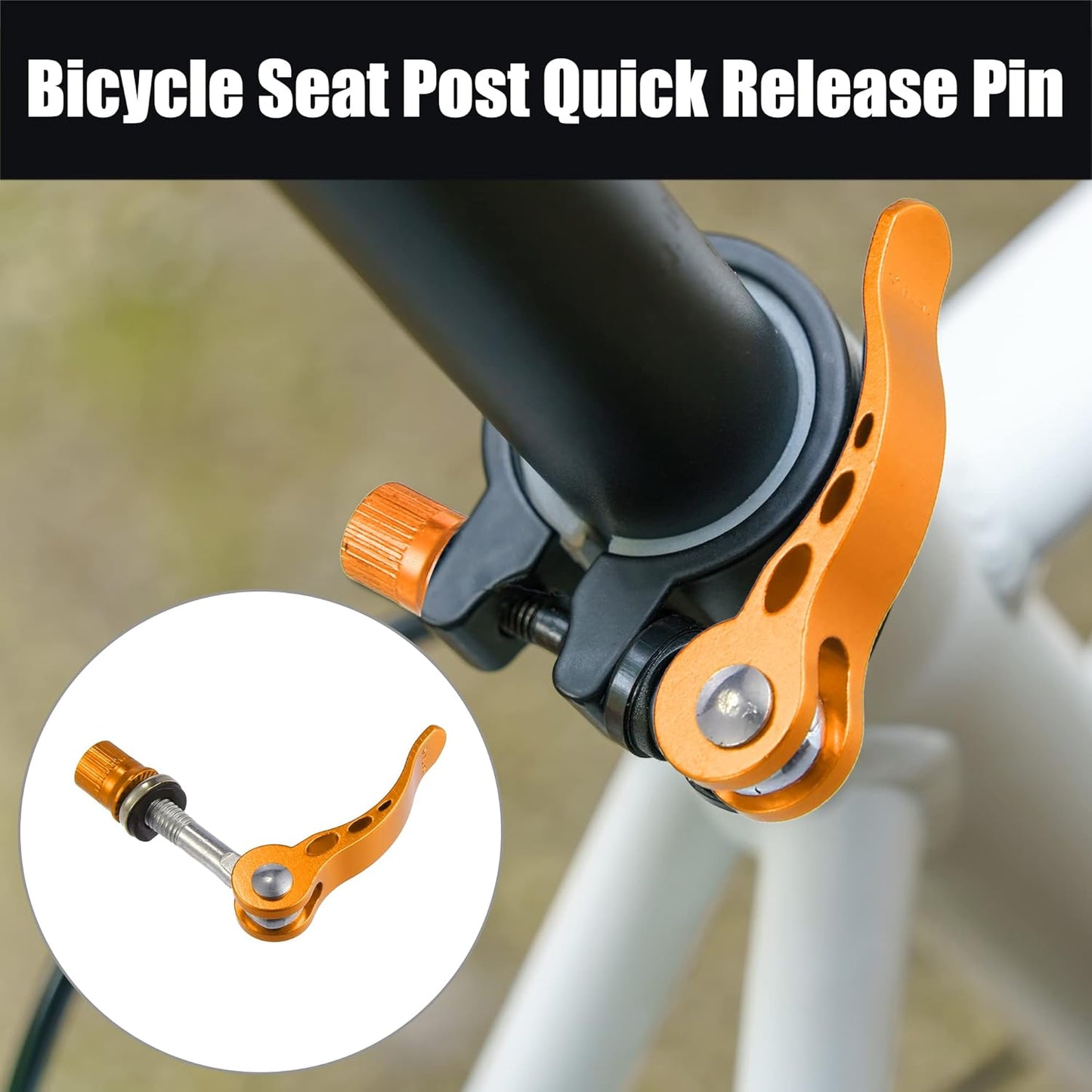 2pcs M6*65mm Aluminium Alloy Bicycle Seat Post Quick Release Pin Seatpost Skewer Bolt Yellow - Image 2