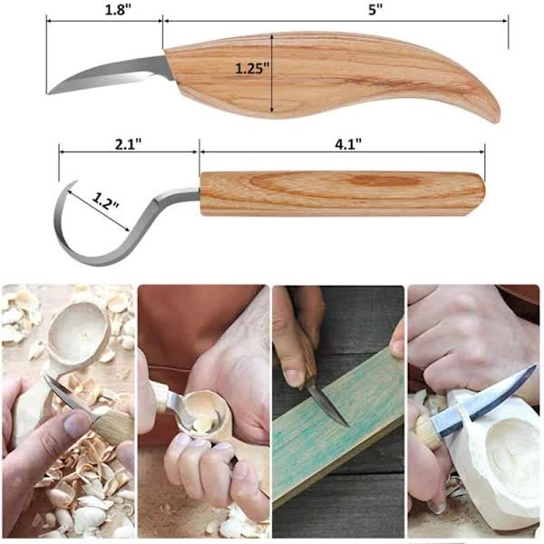 Wood Carving Tool Set - 3-in-1 Wood Carving Set - Includes Hook Chisel, Wood Carving Chisel, and Chopping Chisel - Image 3