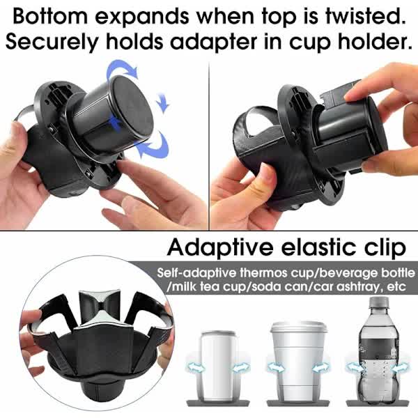 Two-in-one - Multifunctional - Car Cup Holder - Car Cup Holder - Extension Adapter - Rotatable and Adjustable Double Bottle Holder - Image 3
