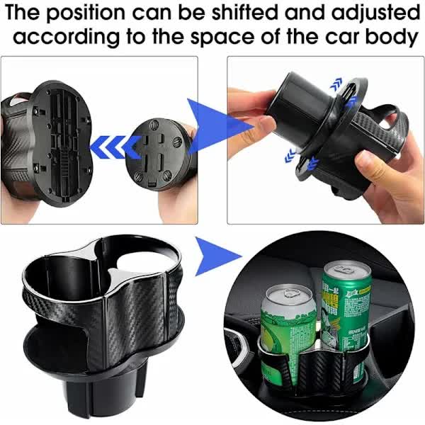 Two-in-one - Multifunctional - Car Cup Holder - Car Cup Holder - Extension Adapter - Rotatable and Adjustable Double Bottle Holder - Image 4
