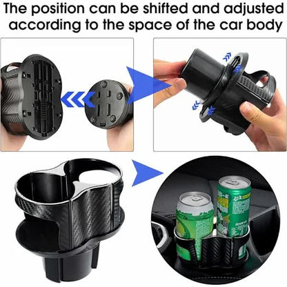 Two-in-one - Multifunctional - Car Cup Holder - Car Cup Holder - Extension Adapter - Rotatable and Adjustable Double Bottle Holder - Image 4
