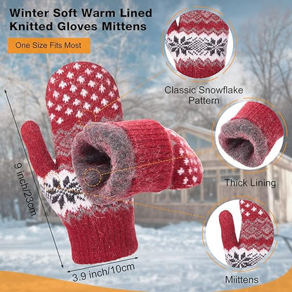 Pack of 3 pairs - Warm winter gloves for women - Extra thick - Knitted imitation - Suitable for cold winter weather (style A) - Image 2