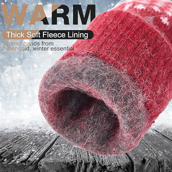 Pack of 3 pairs - Warm winter gloves for women - Extra thick - Knitted imitation - Suitable for cold winter weather (style A) - Image 3
