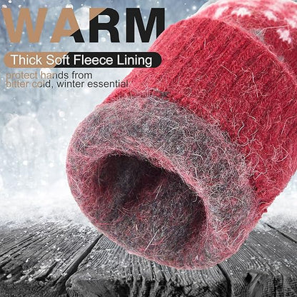 Pack of 3 pairs - Warm winter gloves for women - Extra thick - Knitted imitation - Suitable for cold winter weather (style A) - Image 3