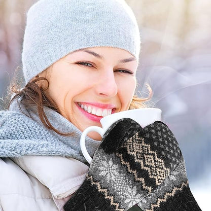 Pack of 3 pairs - Warm winter gloves for women - Extra thick - Knitted imitation - Suitable for cold winter weather (style B) - Image 5