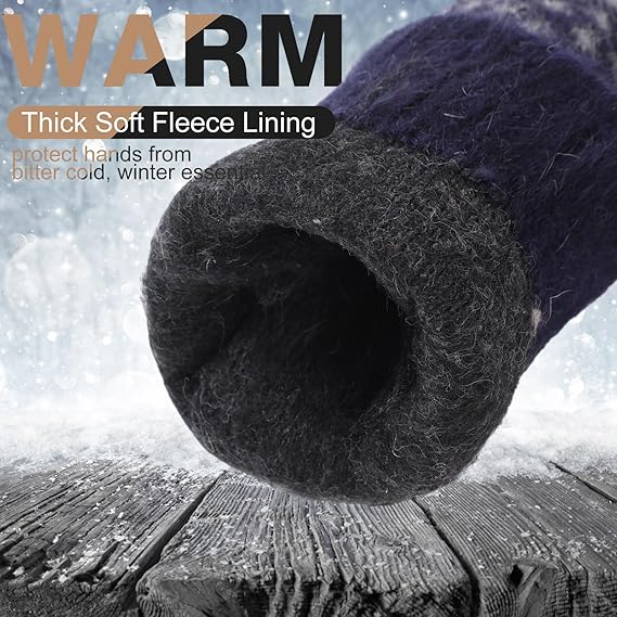 Pack of 3 pairs - Warm winter gloves for women - Extra thick - Knitted imitation - Suitable for cold winter weather (style D) - Image 4