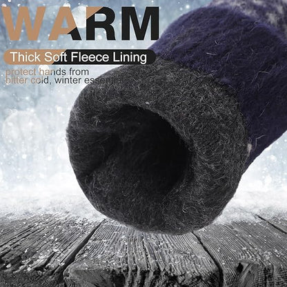 Pack of 3 pairs - Warm winter gloves for women - Extra thick - Knitted imitation - Suitable for cold winter weather (style D) - Image 4