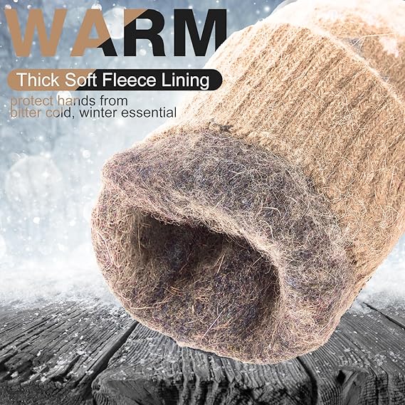 Pack of 3 pairs - Warm winter gloves for women - Extra thick - Knitted imitation - Suitable for cold winter weather (style E) - Image 3