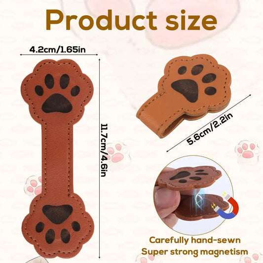 3 Pieces Magnetic Bookmarks in Dog Paw Shape, Cute Leather Magnetic Bookmark in Paw Shape, Vintage Magnetic Bookmarks, Book Accessories for Reading, Gift for Book Lovers, Men and Women (3 Colors) - Image 2