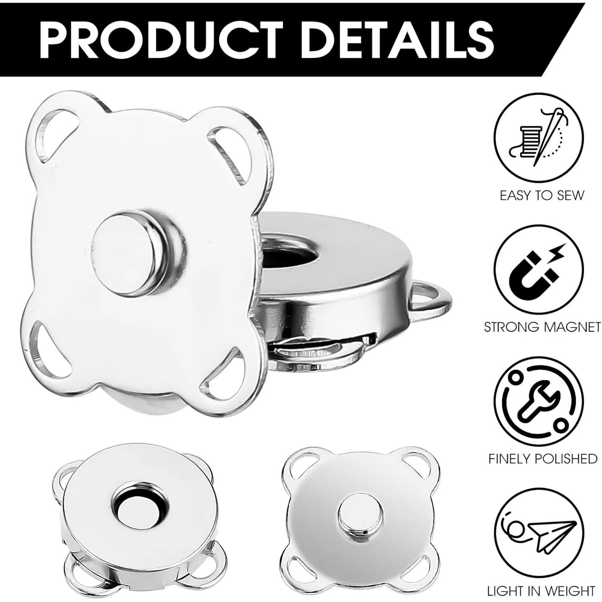 Magnetic Snap Fasteners - Pack of 12 - Plum Blossom Shaped Concealed Snap Fasteners - 14mm Hook & Loop Fasteners - Suitable for DIY projects such as wool and leather wallets, bags, clothing and handbags (Silver) - Image 3