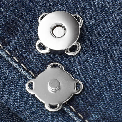 Magnetic Snap Fasteners - Pack of 12 - Plum Blossom Shaped Concealed Snap Fasteners - 14mm Hook & Loop Fasteners - Suitable for DIY projects such as wool and leather wallets, bags, clothing and handbags (Silver) - Image 5