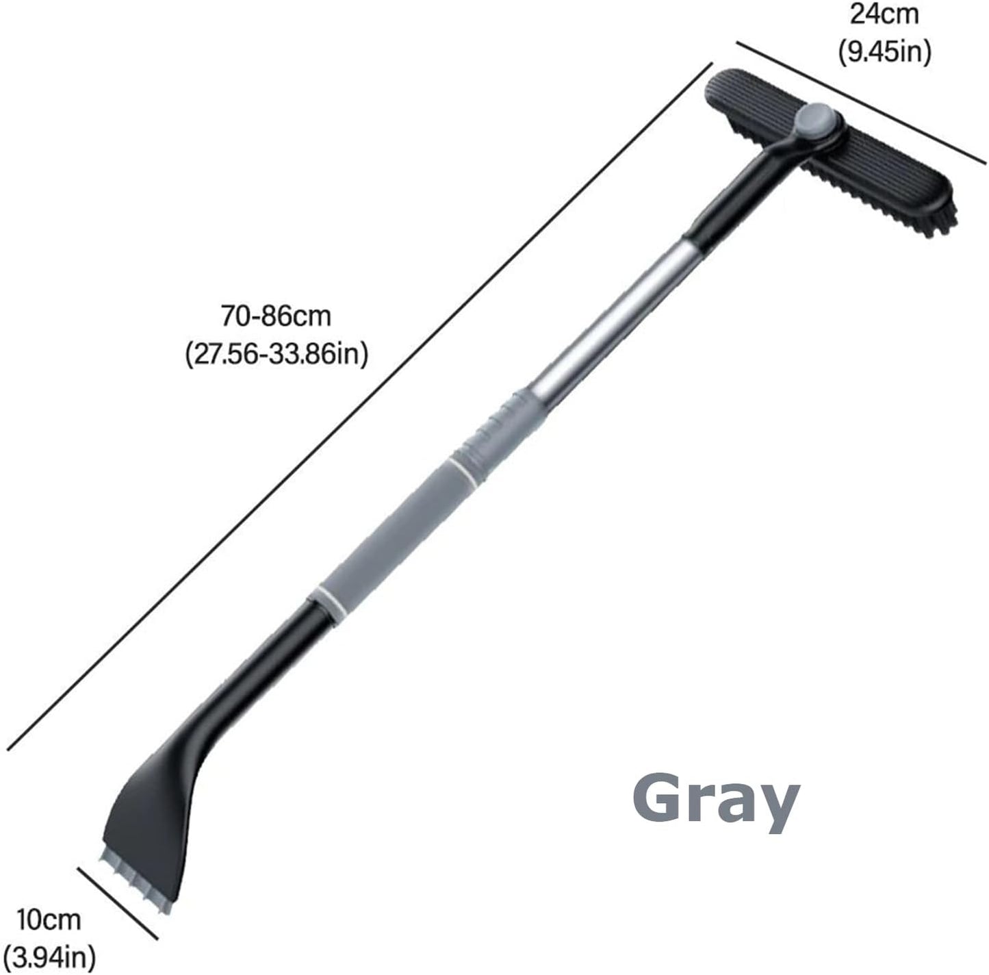 3-in-1 Snow Brush and Ice Scraper for Car Windows - Extendable Snow Remover - 360° Rotating Snow Brush and Ice Scraper with Long Handle (Gray) - Image 5