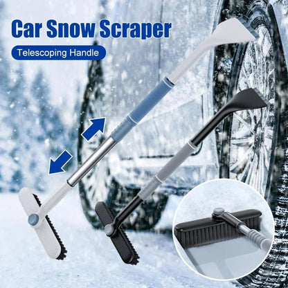 3-in-1 Snow Brush and Ice Scraper for Car Windows - Extendable Snow Remover - 360° Rotating Snow Brush and Ice Scraper with Long Handle (Gray) - Image 7