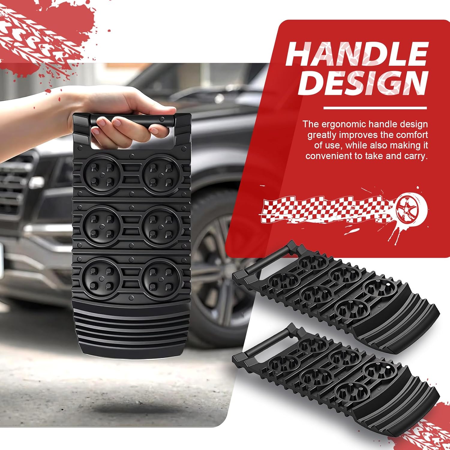 Off-Road Traction Plates | Pack of 2 - Portable emergency tool for extra grip on snow, ice, mud, and sand, suitable for cars, SUVs, ATVs, UTVs, and motorcycles. - Image 3