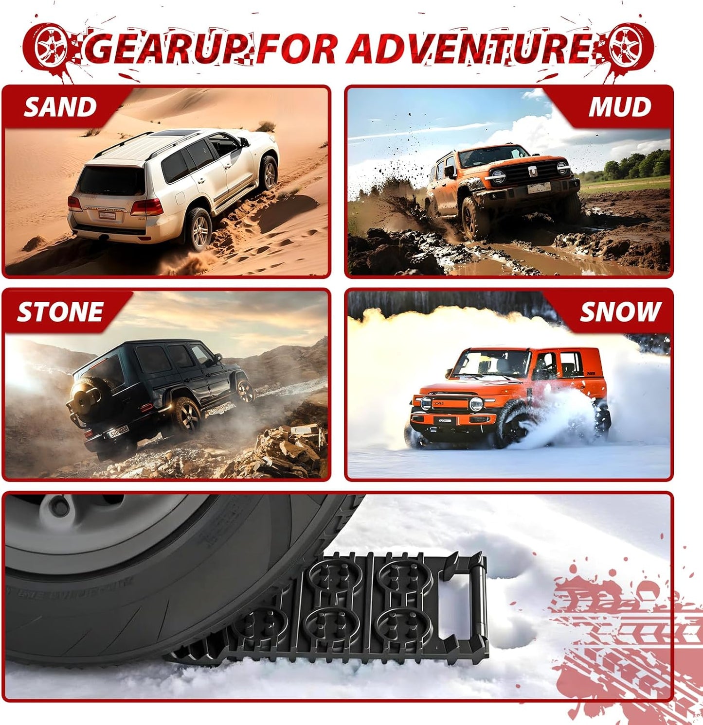 Off-Road Traction Plates | Pack of 2 - Portable emergency tool for extra grip on snow, ice, mud, and sand, suitable for cars, SUVs, ATVs, UTVs, and motorcycles. - Image 7