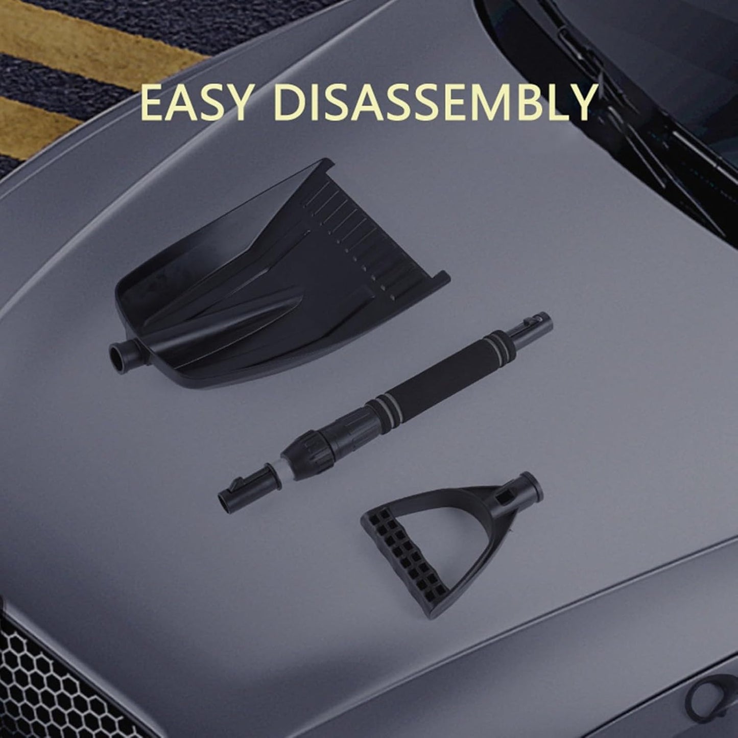Folding Snow Shovel - Large Capacity | Lightweight & Portable - Wide Snow Clearing Range with Ergonomic D-Shaped Handle and Aluminum Blade - Snow Shovel for Outdoors, Cars, Gardens, Camping, Driveways（Black） - Image 5