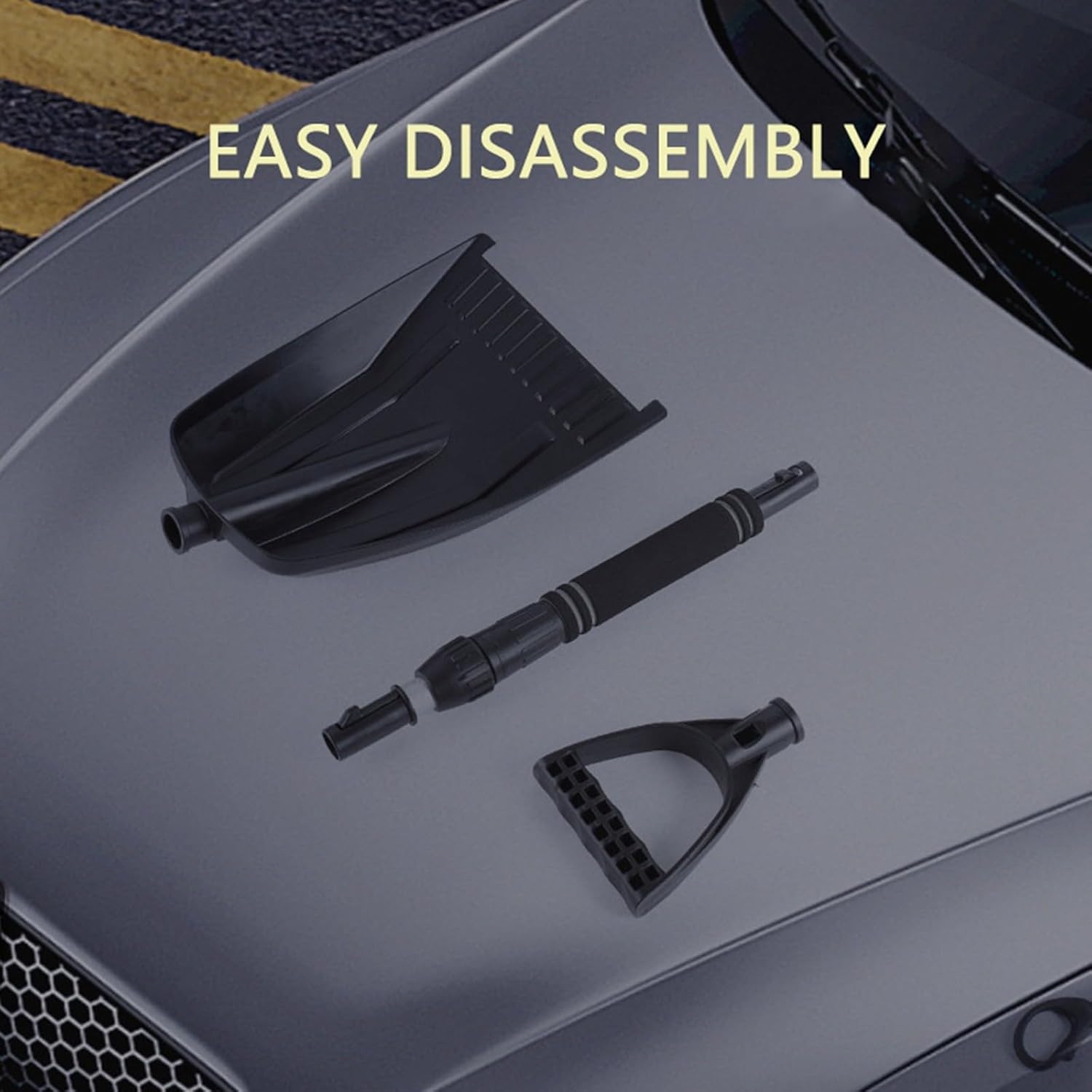 Folding Snow Shovel - Large Capacity | Lightweight & Portable - Wide Snow Clearing Range with Ergonomic D-Shaped Handle and Aluminum Blade - Snow Shovel for Outdoors, Cars, Gardens, Camping, Driveways（Black） - Image 5