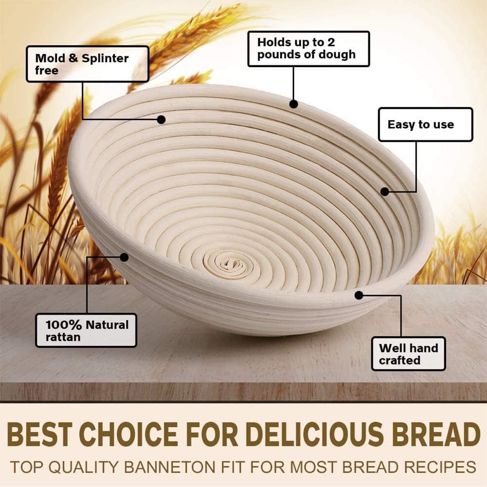 Proofing Basket Ø 23 cm - Bread Baking - Banneton - Proofing Basket Bread - Proofing Basket Round - Rattan Bread Pan - Dough Basket - incl. Dough Cloth | 1 piece - Image 2