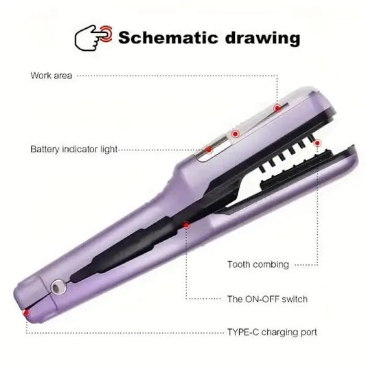 Rechargeable Split-End Trimmer – New Model, Easy to Use, Portable Hair Trimmer for Travel, Protects Hair Purple - Image 5