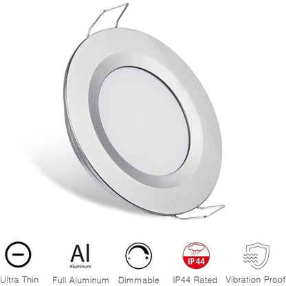 4 x 12V LED Recessed Spotlight Hole 58-65mm 3W 3200K Recessed Ceiling Light for Motorhome Boat Caravan Van Yacht Warm White (Silver Finish) - Image 4