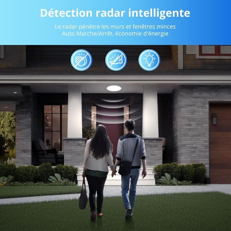 LED Ceiling Light with Motion Sensor 12W 6000K Round LED Ceiling Lamp Radar Motion Detector for Outdoor Indoor Staircase Bathroom Garage Hallway 205cm - Image 2