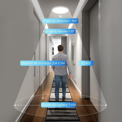 LED Ceiling Light with Motion Sensor 12W 6000K Round LED Ceiling Lamp Radar Motion Detector for Outdoor Indoor Staircase Bathroom Garage Hallway 205cm - Image 4