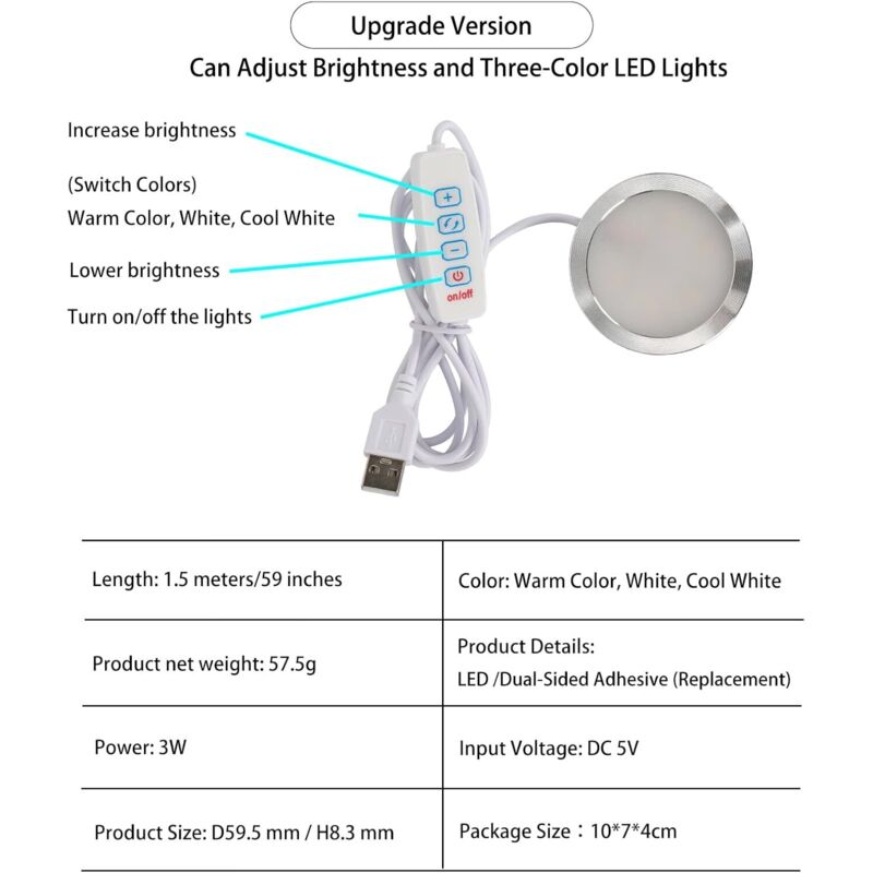 LED 001 Three Colors for Bambu Lab Makerworld 3D Printing Bulb Kit Spare Parts 5V USB Powered Warm Light 3000K - Image 2