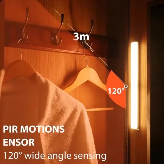 (White, 3-pack) Cabinet lighting with motion sensor, rechargeable LED wardrobe light, battery-powered wireless magnetic light - Image 4