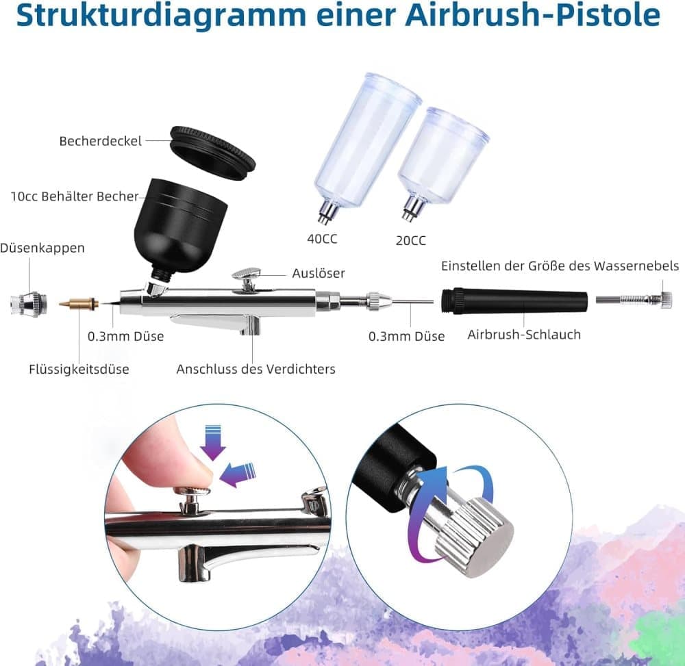 Airbrush Machine - Wireless Spray Gun Set with USB Charging and 3 Speed Modes, for Nail Art, Cake Decorating and Painting - Image 2