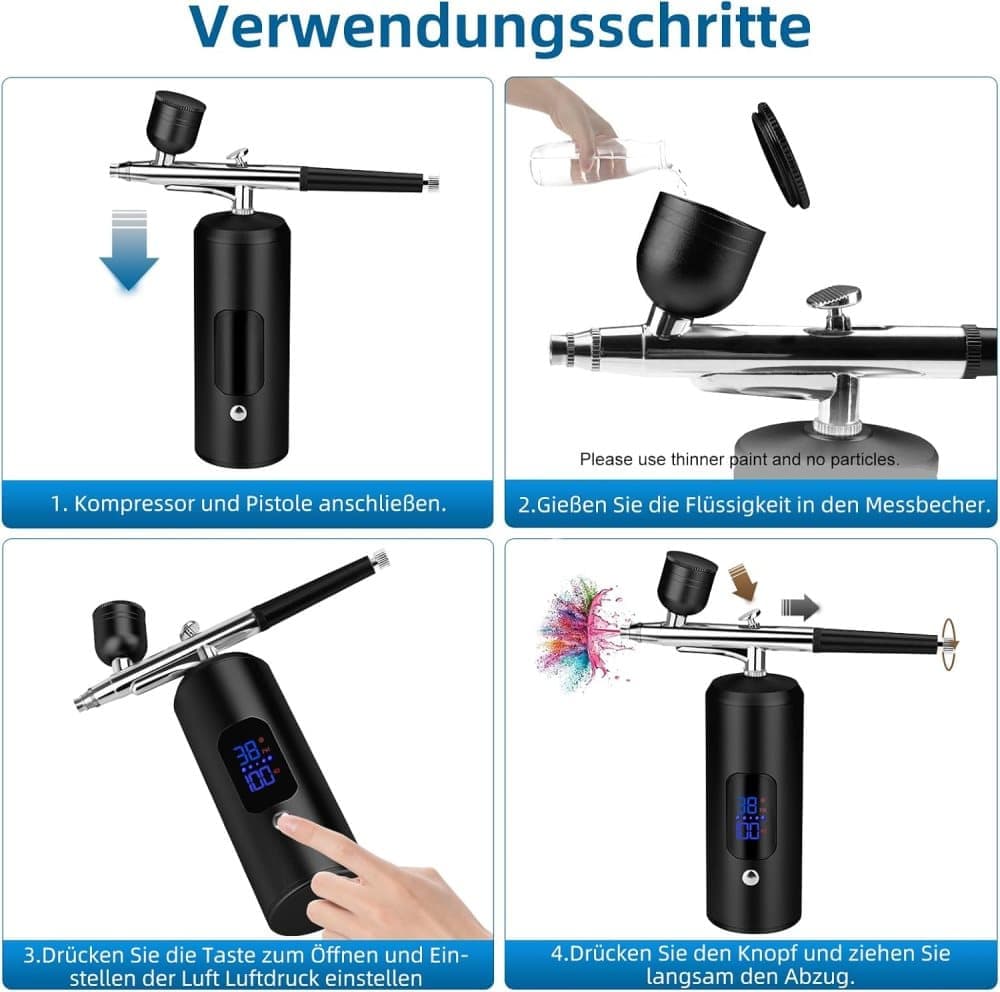 Airbrush Machine - Wireless Spray Gun Set with USB Charging and 3 Speed Modes, for Nail Art, Cake Decorating and Painting - Image 5