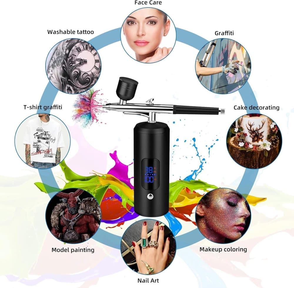 Airbrush Machine - Wireless Spray Gun Set with USB Charging and 3 Speed Modes, for Nail Art, Cake Decorating and Painting - Image 6