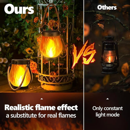 1/2/4 Pack Solar Garden Lights with Flame Effect - Waterproof Hanging Lanterns with USB Charging, Halloween and Garden Decoration (Four-piece set) - Image 5