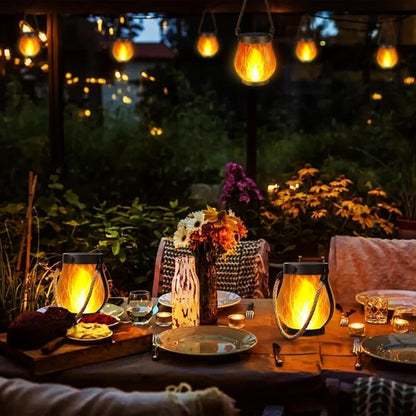 1/2/4 Pack Solar Garden Lights with Flame Effect - Waterproof Hanging Lanterns with USB Charging, Halloween and Garden Decoration (Four-piece set) - Image 7