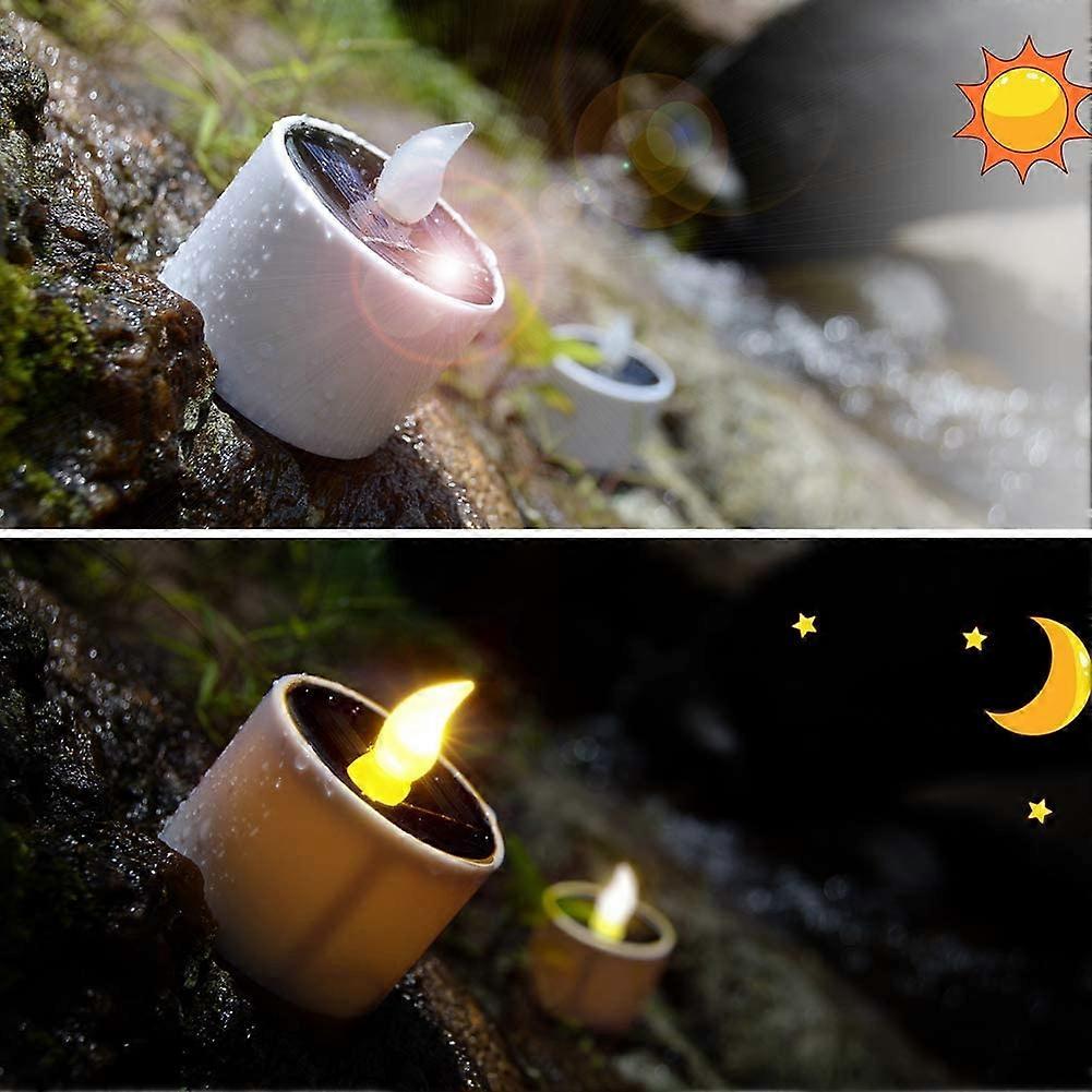 6pcs Solar Powered Heat Lights Outdoor Lights Flameless Flicker IP65 Waterproof Rechargeable LED Lights with Dusk Sensor for Lantern Garden Camping - Image 2