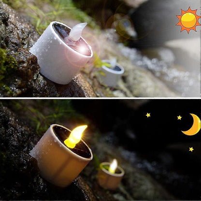 6pcs Solar Powered Heat Lights Outdoor Lights Flameless Flicker IP65 Waterproof Rechargeable LED Lights with Dusk Sensor for Lantern Garden Camping - Image 2